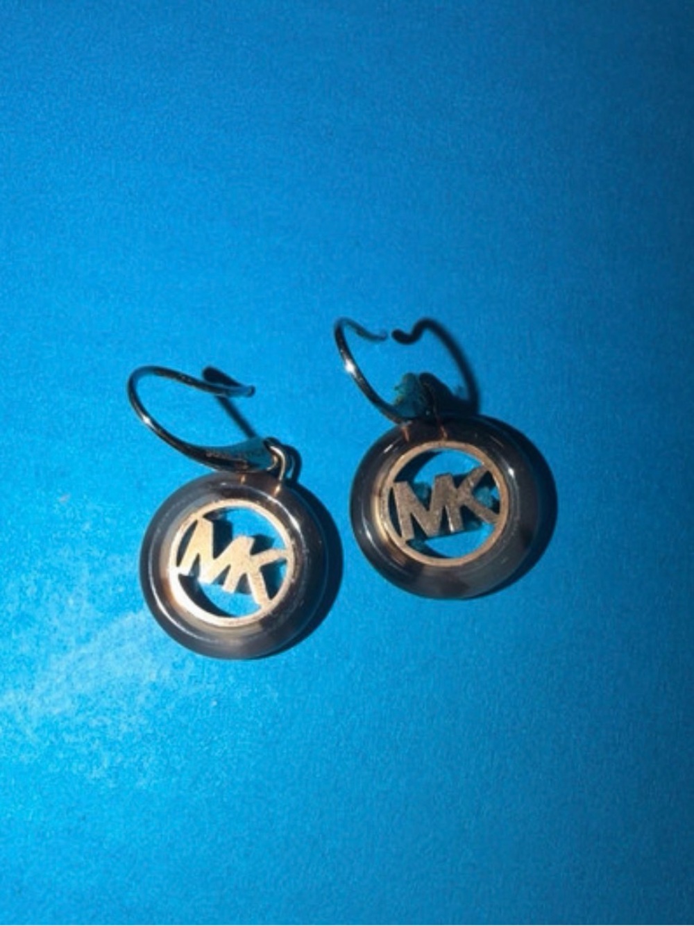 Michael Kors Tortoiseshell Brown MK Logo Drop Earrings